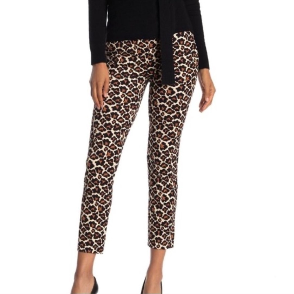 NEW Diane Von Furstenberg Soren Leopard Print Cropped Pants Size 10